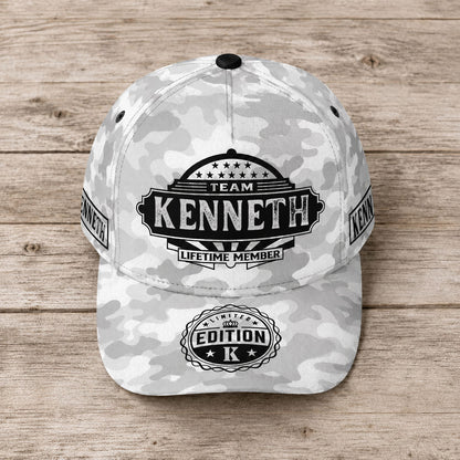 KENNETH TC01 HH79 Team Your Name Hat, Personalized Camo Baseball Cap, Custom Family Gift, Gift for Him Her