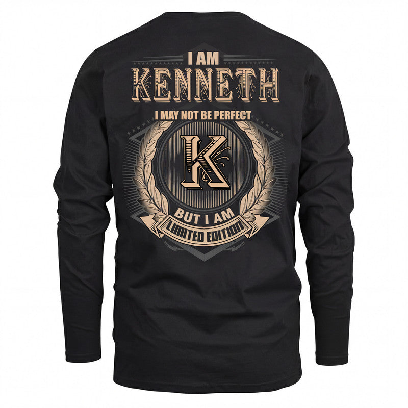 KENNETH 2K-101–Personalized Name Quote Apparel “I Am NAME May Not Be Perfect But I Am Limited Edition”