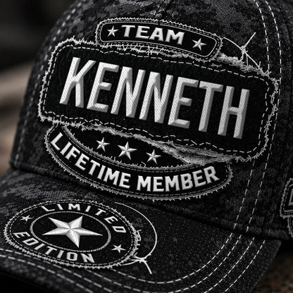 KENNETH TC03 HH79  Personalized Black Camo Baseball Cap, Custom Name Family Hat