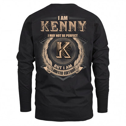 KENNY 2K-101–Personalized Name Quote Apparel “I Am NAME May Not Be Perfect But I Am Limited Edition”