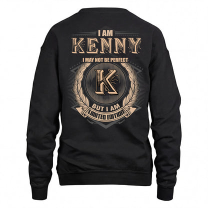 KENNY 2K-101–Personalized Name Quote Apparel “I Am NAME May Not Be Perfect But I Am Limited Edition”