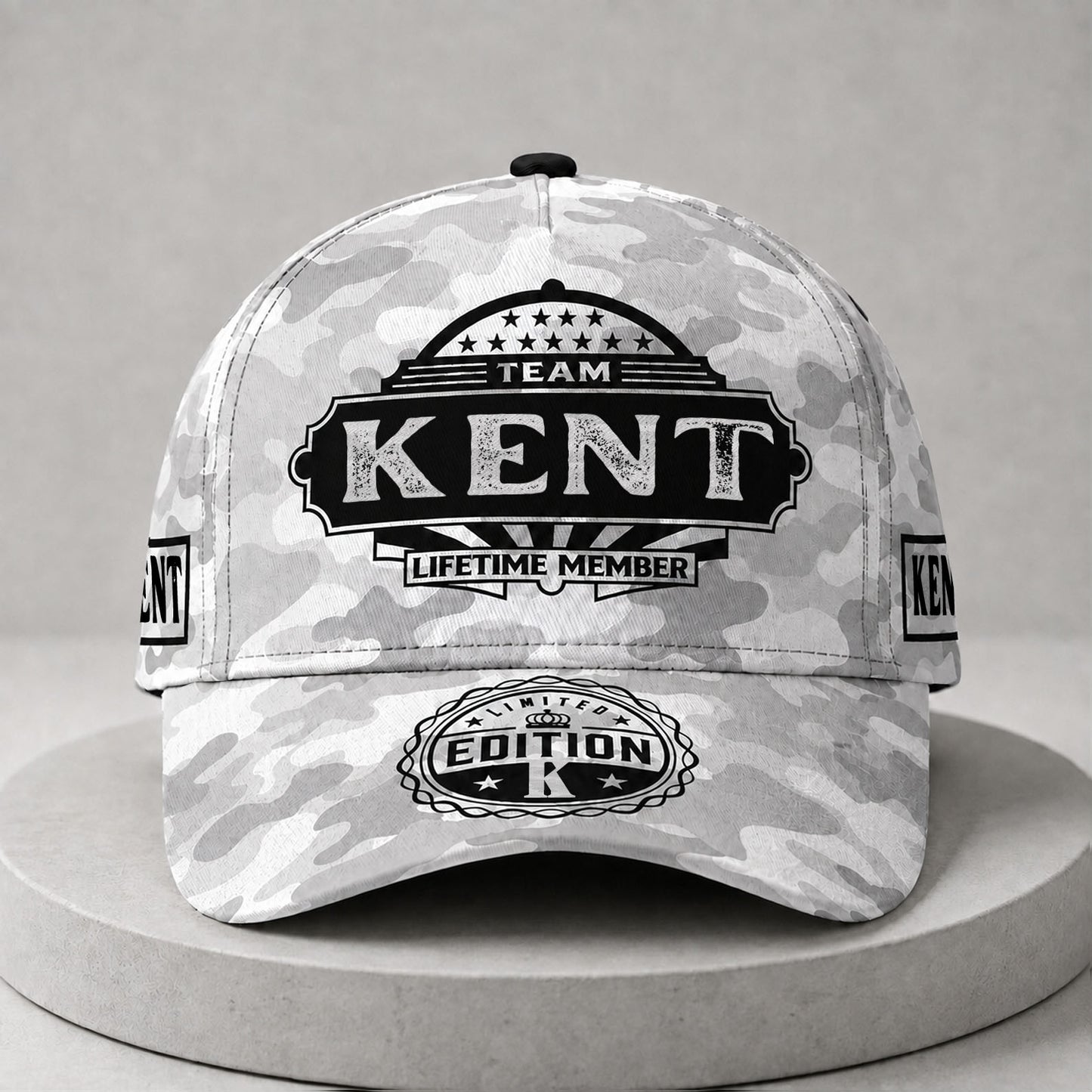 KENT TC01 HH79 Team Your Name Hat, Personalized Camo Baseball Cap, Custom Family Gift, Gift for Him Her