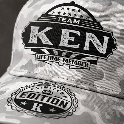 KEN TC01 HH79 Team Your Name Hat, Personalized Camo Baseball Cap, Custom Family Gift, Gift for Him Her