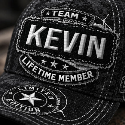 KEVIN TC03 HH79  Personalized Black Camo Baseball Cap, Custom Name Family Hat