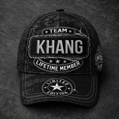 KHANG TC03 HH79  Personalized Black Camo Baseball Cap, Custom Name Family Hat