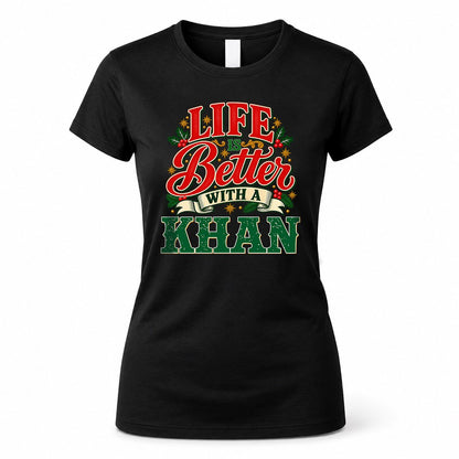 KHAN HH-F011 Personalized Name Christmas Shirt – “Life Is Better With a Custom Name” Funny Christmas Gift, Custom Holiday Apparel