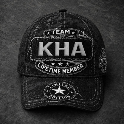 KHA TC03 HH79  Personalized Black Camo Baseball Cap, Custom Name Family Hat