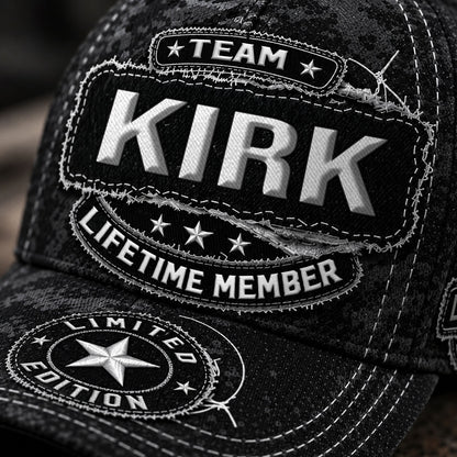 KIRK TC03 HH79  Personalized Black Camo Baseball Cap, Custom Name Family Hat