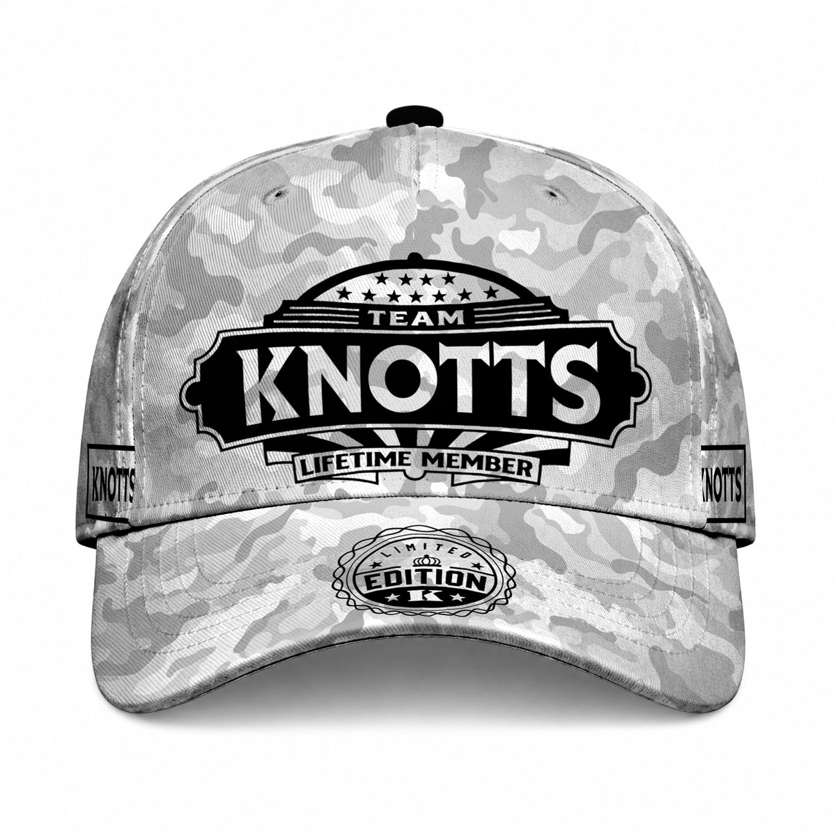 KNOTTS TC01 HH79 Team Your Name Hat, Personalized Camo Baseball Cap, Custom Family Gift, Gift for Him Her