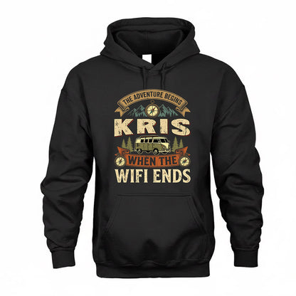 KRIS TT898-K6-229 – Personalized Funny Camping Quote Apparel “The Adventure Begins When The WiFi Ends”