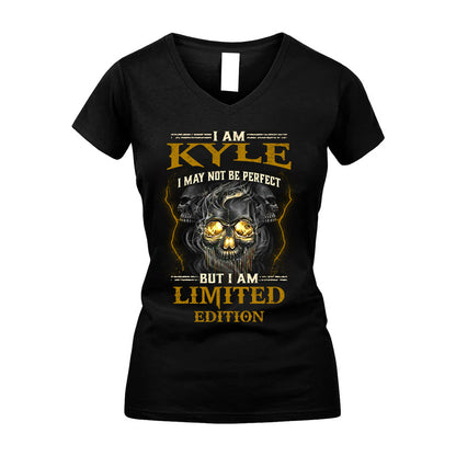 I Am Kyle, I May Not Be Perfect, But I Am Limited Edition – Personalized Skull T-Shirt