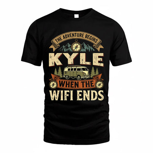 KYLE TT898-K6-229 – Personalized Funny Camping Quote Apparel “The Adventure Begins When The WiFi Ends”