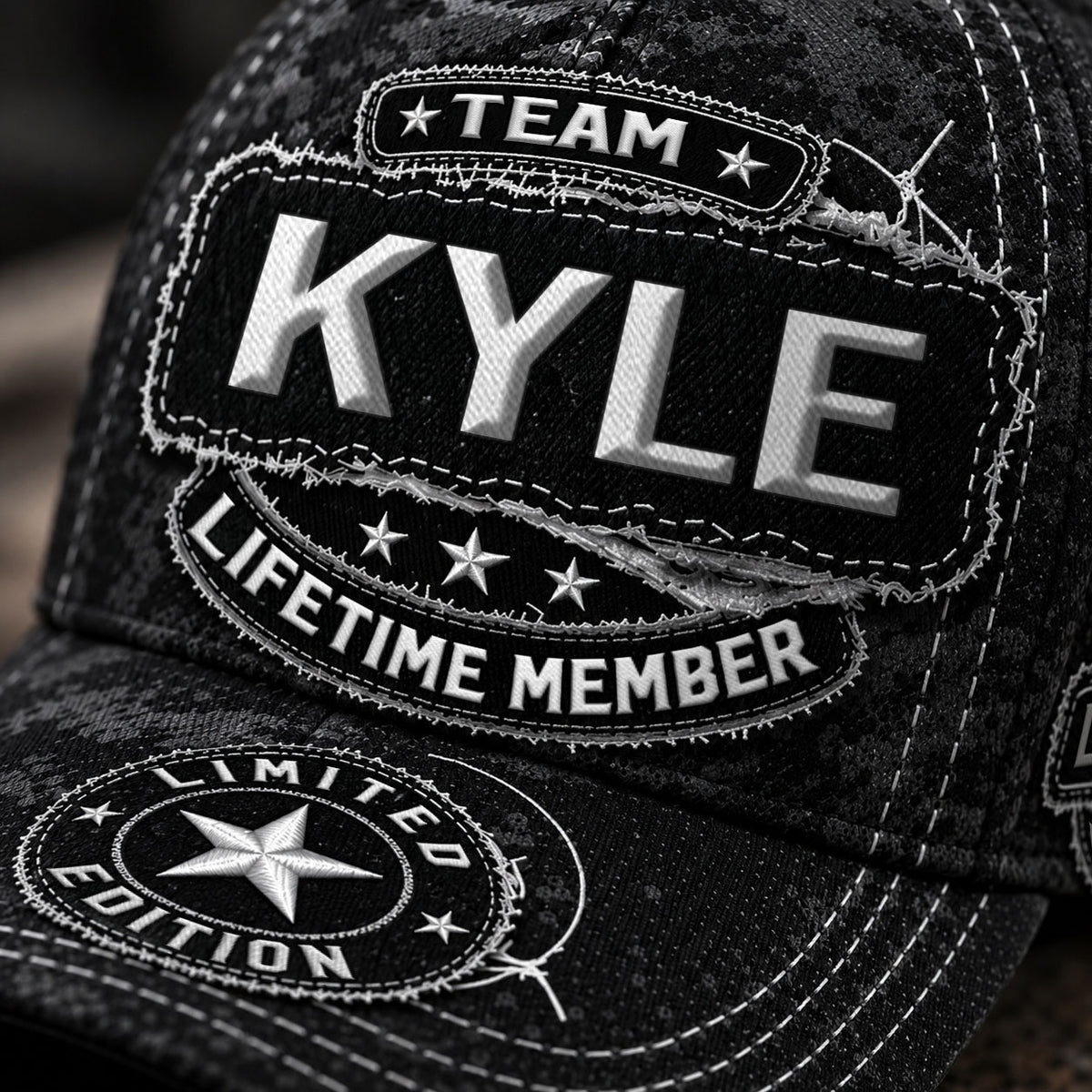 KYLE TC03 HH79  Personalized Black Camo Baseball Cap, Custom Name Family Hat