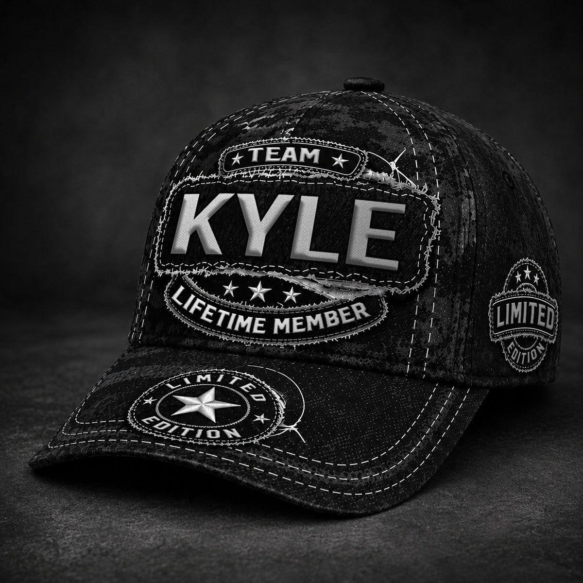 KYLE TC03 HH79  Personalized Black Camo Baseball Cap, Custom Name Family Hat