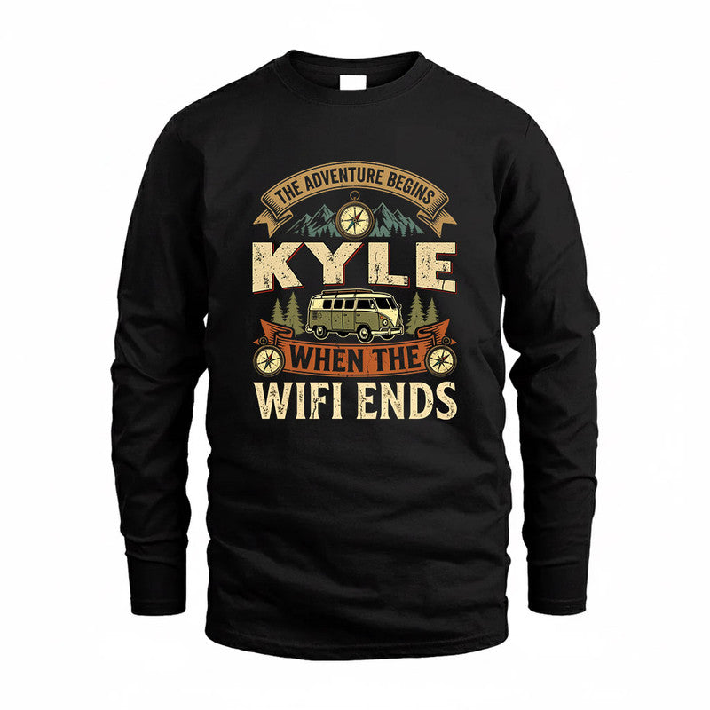 KYLE TT898-K6-229 – Personalized Funny Camping Quote Apparel “The Adventure Begins When The WiFi Ends”
