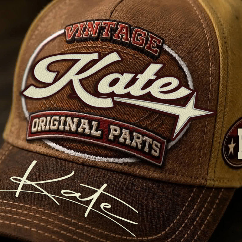 KATE TC02 HH79  Personalized Name Baseball Cap, Vintage Retro Hat, Custom Gift for Him & Her