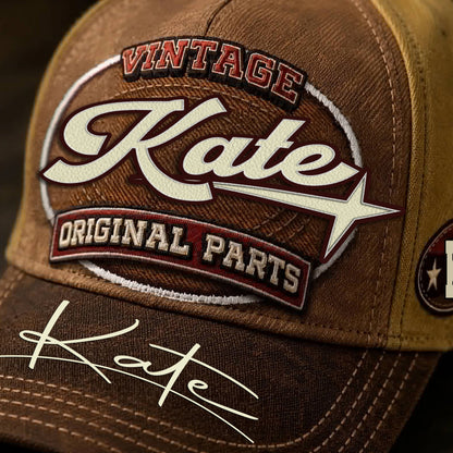KATE TC02 HH79  Personalized Name Baseball Cap, Vintage Retro Hat, Custom Gift for Him & Her