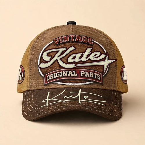 KATE TC02 HH79  Personalized Name Baseball Cap, Vintage Retro Hat, Custom Gift for Him & Her