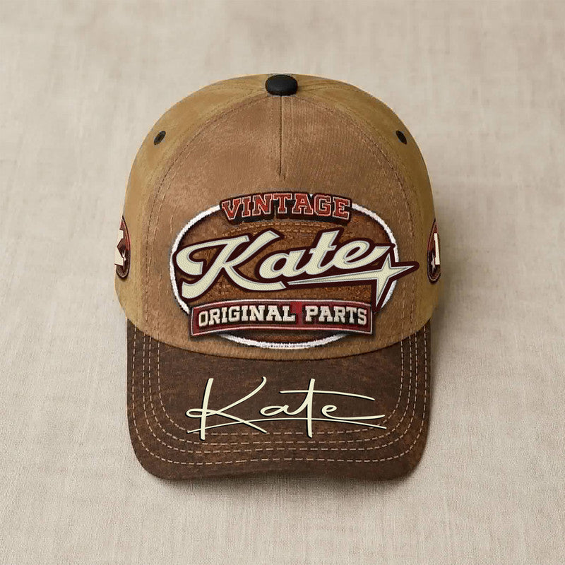KATE TC02 HH79  Personalized Name Baseball Cap, Vintage Retro Hat, Custom Gift for Him & Her