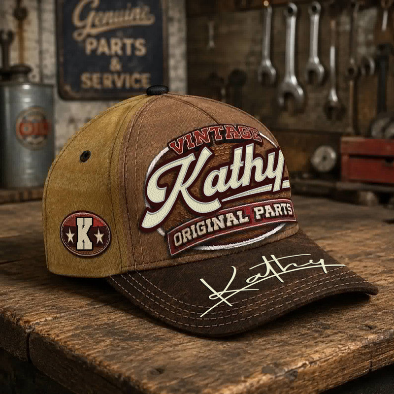 KATHY TC02 HH79  Personalized Name Baseball Cap, Vintage Retro Hat, Custom Gift for Him & Her