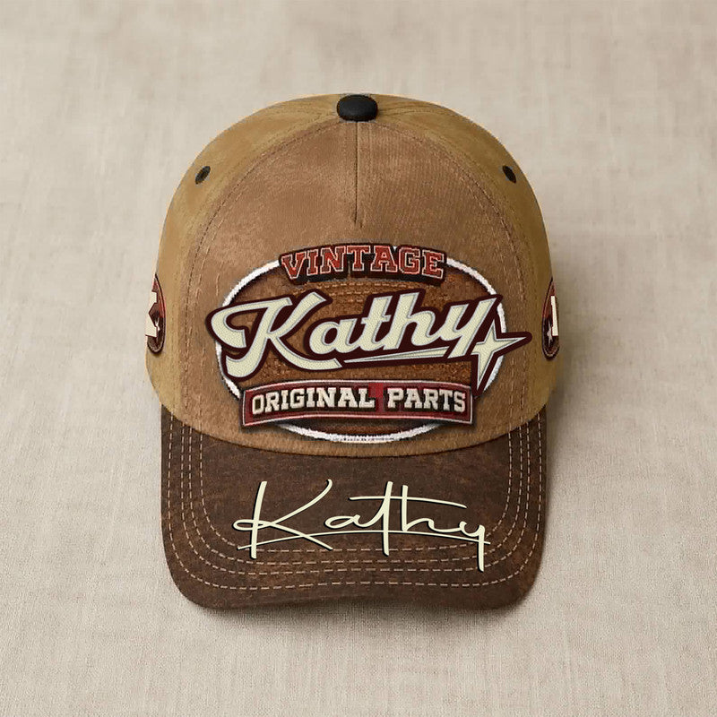 KATHY TC02 HH79  Personalized Name Baseball Cap, Vintage Retro Hat, Custom Gift for Him & Her