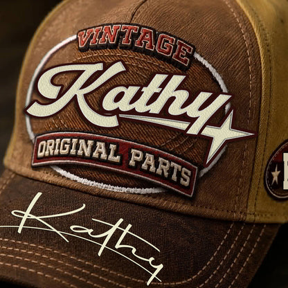 KATHY TC02 HH79  Personalized Name Baseball Cap, Vintage Retro Hat, Custom Gift for Him & Her