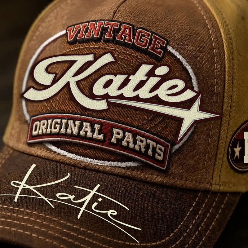KATIE TC02 HH79  Personalized Name Baseball Cap, Vintage Retro Hat, Custom Gift for Him & Her