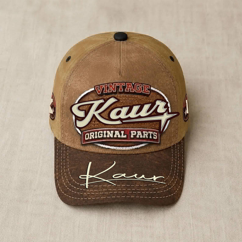 KAUR TC02 HH79  Personalized Name Baseball Cap, Vintage Retro Hat, Custom Gift for Him & Her