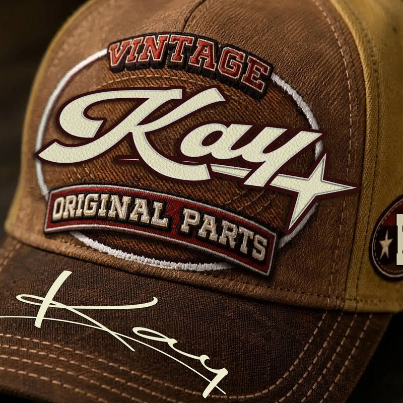 KAY TC02 HH79  Personalized Name Baseball Cap, Vintage Retro Hat, Custom Gift for Him & Her