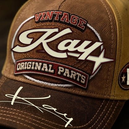 KAY TC02 HH79  Personalized Name Baseball Cap, Vintage Retro Hat, Custom Gift for Him & Her