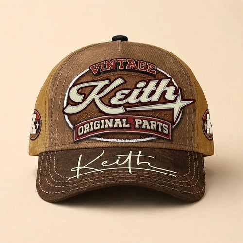KEITH TC02 HH79  Personalized Name Baseball Cap, Vintage Retro Hat, Custom Gift for Him & Her