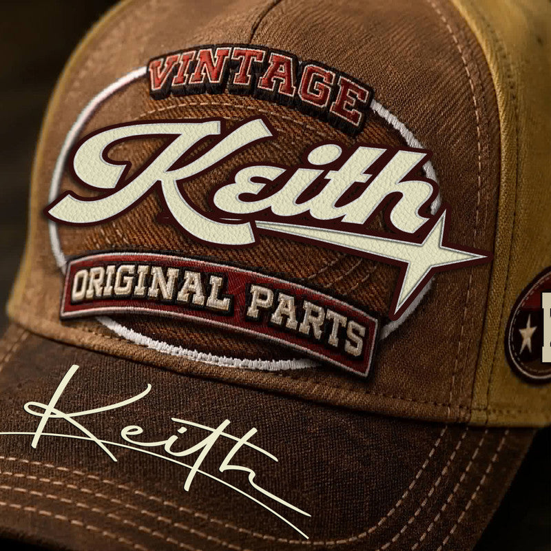 KEITH TC02 HH79  Personalized Name Baseball Cap, Vintage Retro Hat, Custom Gift for Him & Her