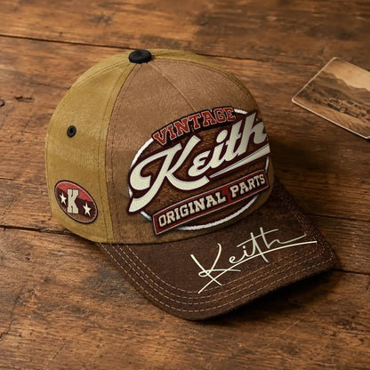 KEITH TC02 HH79  Personalized Name Baseball Cap, Vintage Retro Hat, Custom Gift for Him & Her