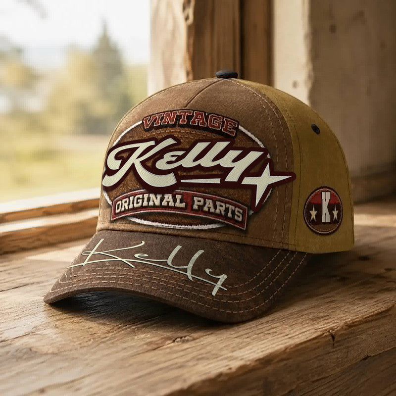 KELLY TC02 HH79  Personalized Name Baseball Cap, Vintage Retro Hat, Custom Gift for Him & Her