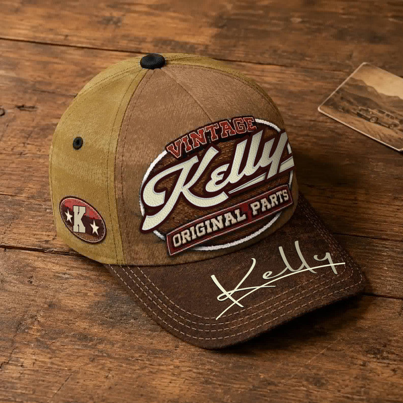 KELLY TC02 HH79  Personalized Name Baseball Cap, Vintage Retro Hat, Custom Gift for Him & Her