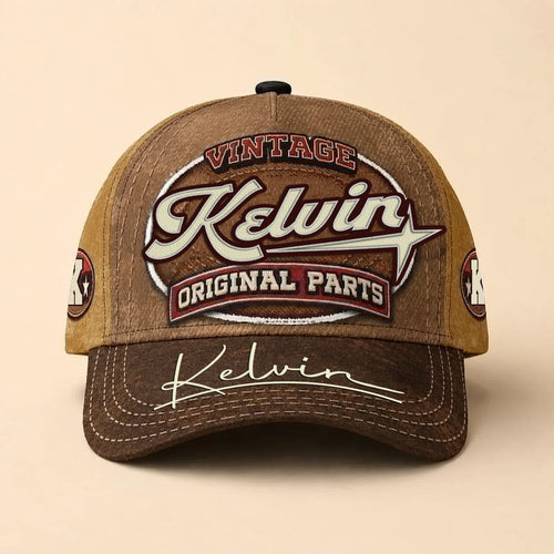KELVIN TC02 HH79  Personalized Name Baseball Cap, Vintage Retro Hat, Custom Gift for Him & Her