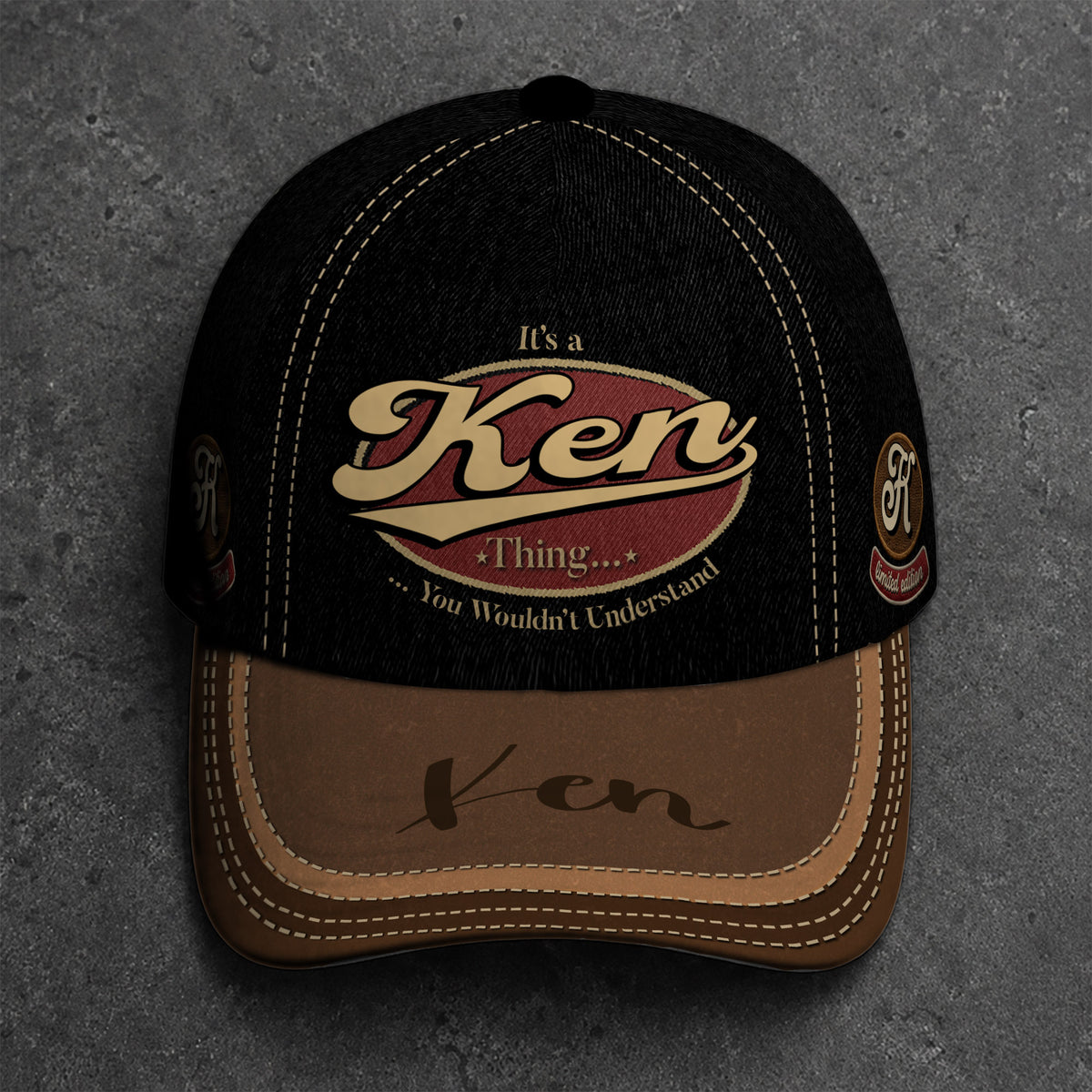KEN  TC06 HH79 Personalized Distressed Baseball Cap, Custom Retro Trucker Hat, Statement Dad Cap