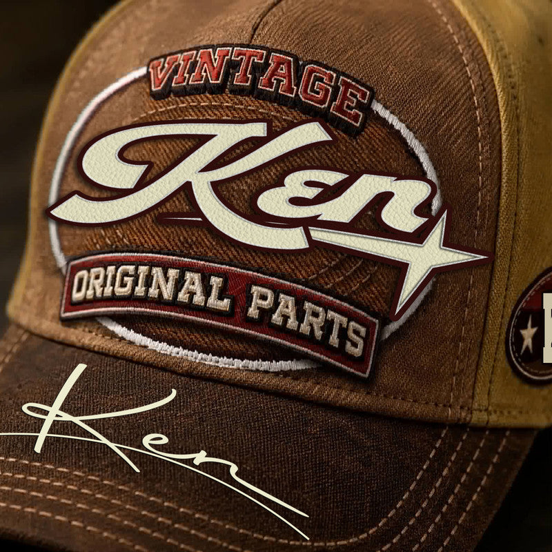 KEN TC02 HH79  Personalized Name Baseball Cap, Vintage Retro Hat, Custom Gift for Him & Her