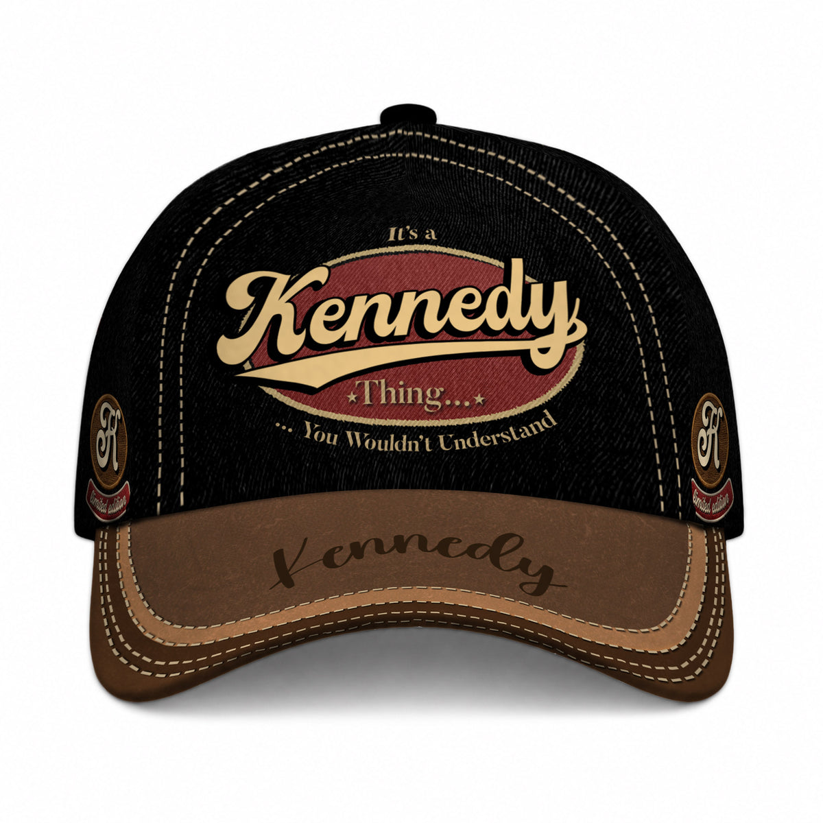 KENNEDY  TC06 HH79 Personalized Distressed Baseball Cap, Custom Retro Trucker Hat, Statement Dad Cap
