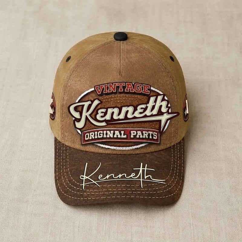 KENNETH TC02 HH79  Personalized Name Baseball Cap, Vintage Retro Hat, Custom Gift for Him & Her