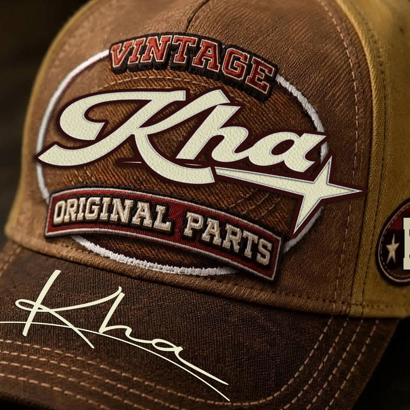 KHA TC02 HH79  Personalized Name Baseball Cap, Vintage Retro Hat, Custom Gift for Him & Her