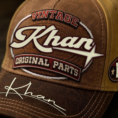 KHAN TC02 HH79  Personalized Name Baseball Cap, Vintage Retro Hat, Custom Gift for Him & Her