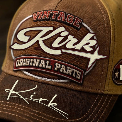 KIRK TC02 HH79  Personalized Name Baseball Cap, Vintage Retro Hat, Custom Gift for Him & Her