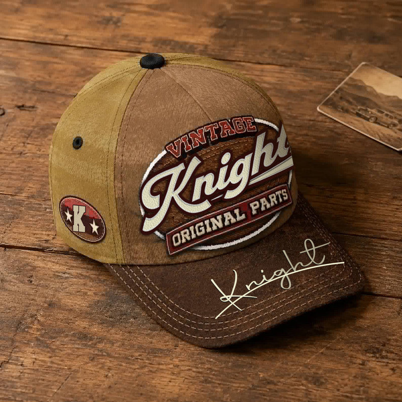 KNIGHT TC02 HH79  Personalized Name Baseball Cap, Vintage Retro Hat, Custom Gift for Him & Her