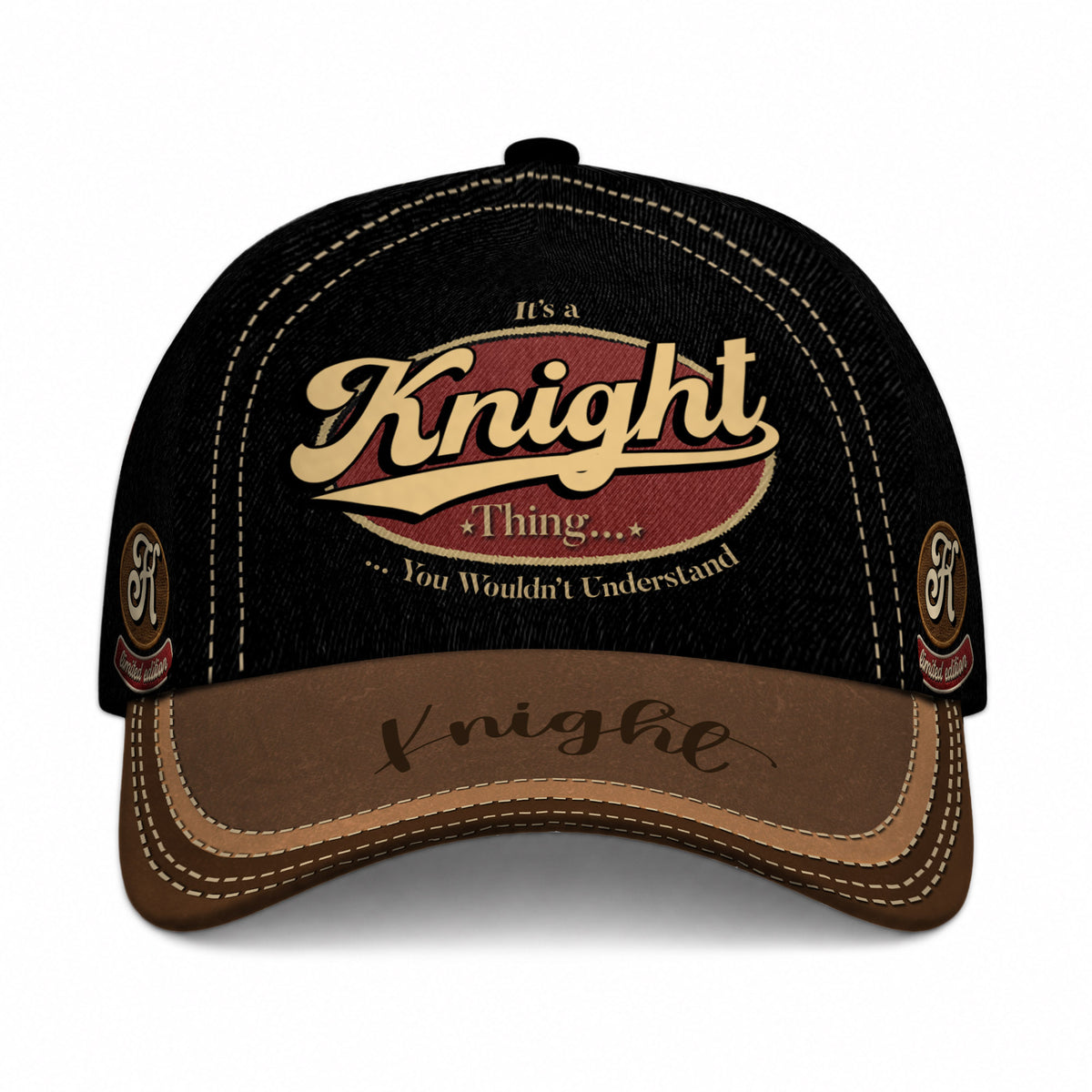 KNIGHT  TC06 HH79 Personalized Distressed Baseball Cap, Custom Retro Trucker Hat, Statement Dad Cap