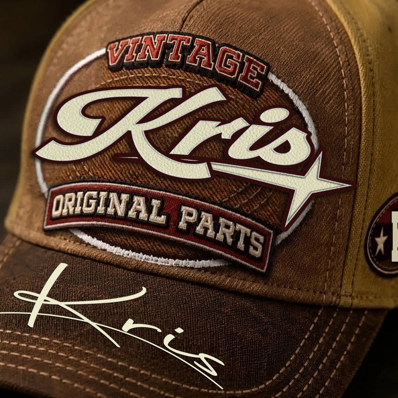 KRIS TC02 HH79  Personalized Name Baseball Cap, Vintage Retro Hat, Custom Gift for Him & Her