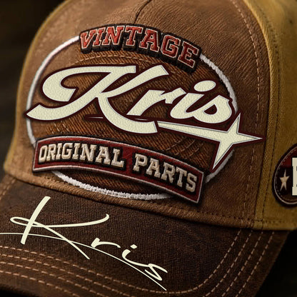 KRIS TC02 HH79  Personalized Name Baseball Cap, Vintage Retro Hat, Custom Gift for Him & Her