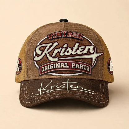 KRISTEN TC02 HH79  Personalized Name Baseball Cap, Vintage Retro Hat, Custom Gift for Him & Her