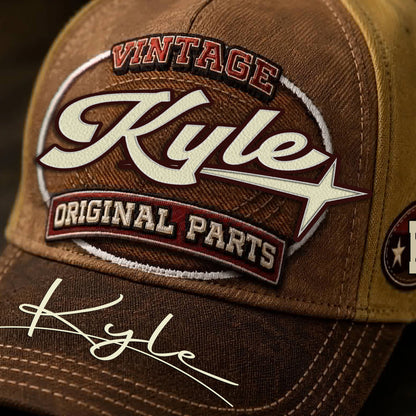 KYLE TC02 HH79  Personalized Name Baseball Cap, Vintage Retro Hat, Custom Gift for Him & Her