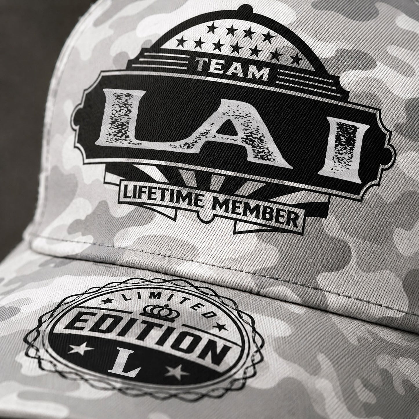 LAI TC01 HH79 Team Your Name Hat, Personalized Camo Baseball Cap, Custom Family Gift, Gift for Him Her